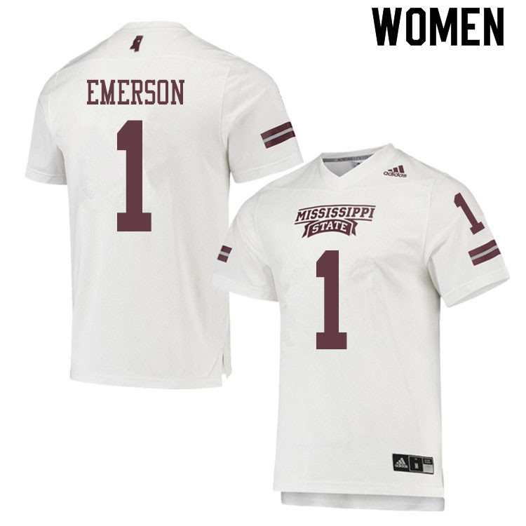 Women #1 Martin Emerson Mississippi State Bulldogs College Football Jerseys Sale-White